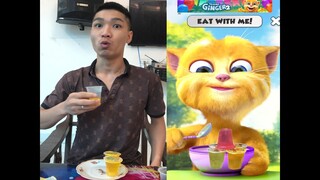 @Bố Xí Muội Bắt Chước Mèo Ginger2 Ăn Thạch Rau Câu Long Hải Muội Vlog Tập3