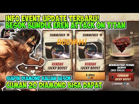 EVENT FF TERBARU BESOK! BUNDLE EREN ATTACK ON TITAN, CUKUP 20 DIAMOND BISA DAPAT