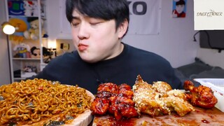 Mukbang mì cay Hàn Quốc siêu to với gà cay phần 4 #anngon