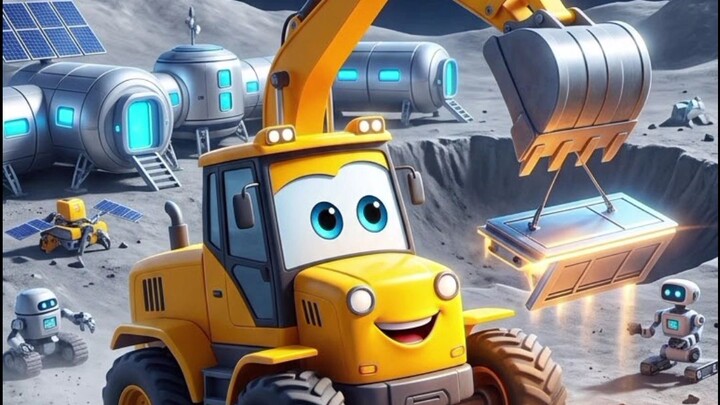 🌙🏗️ We're Building a Moon Base! 🚜🚀Our little Excavator has a BIG job on the Moon! 🌕Digging, lif
