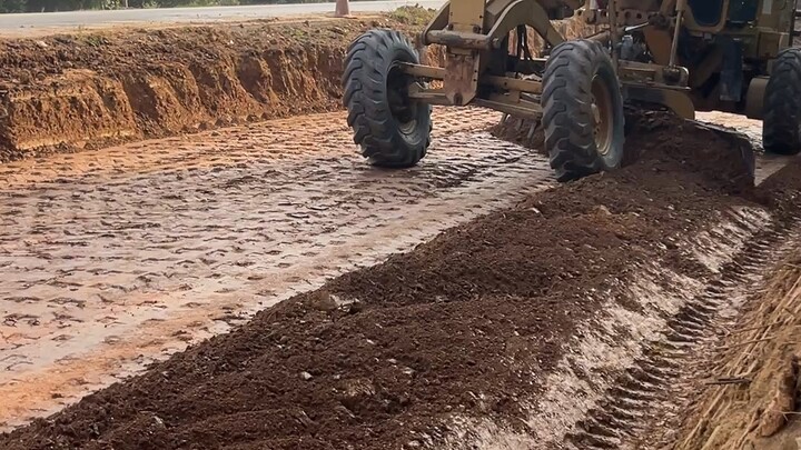 Motor Grader in Action: Building New Road