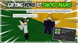 Gifting YORU to Sword Mains on Blox Fruits | Roblox |