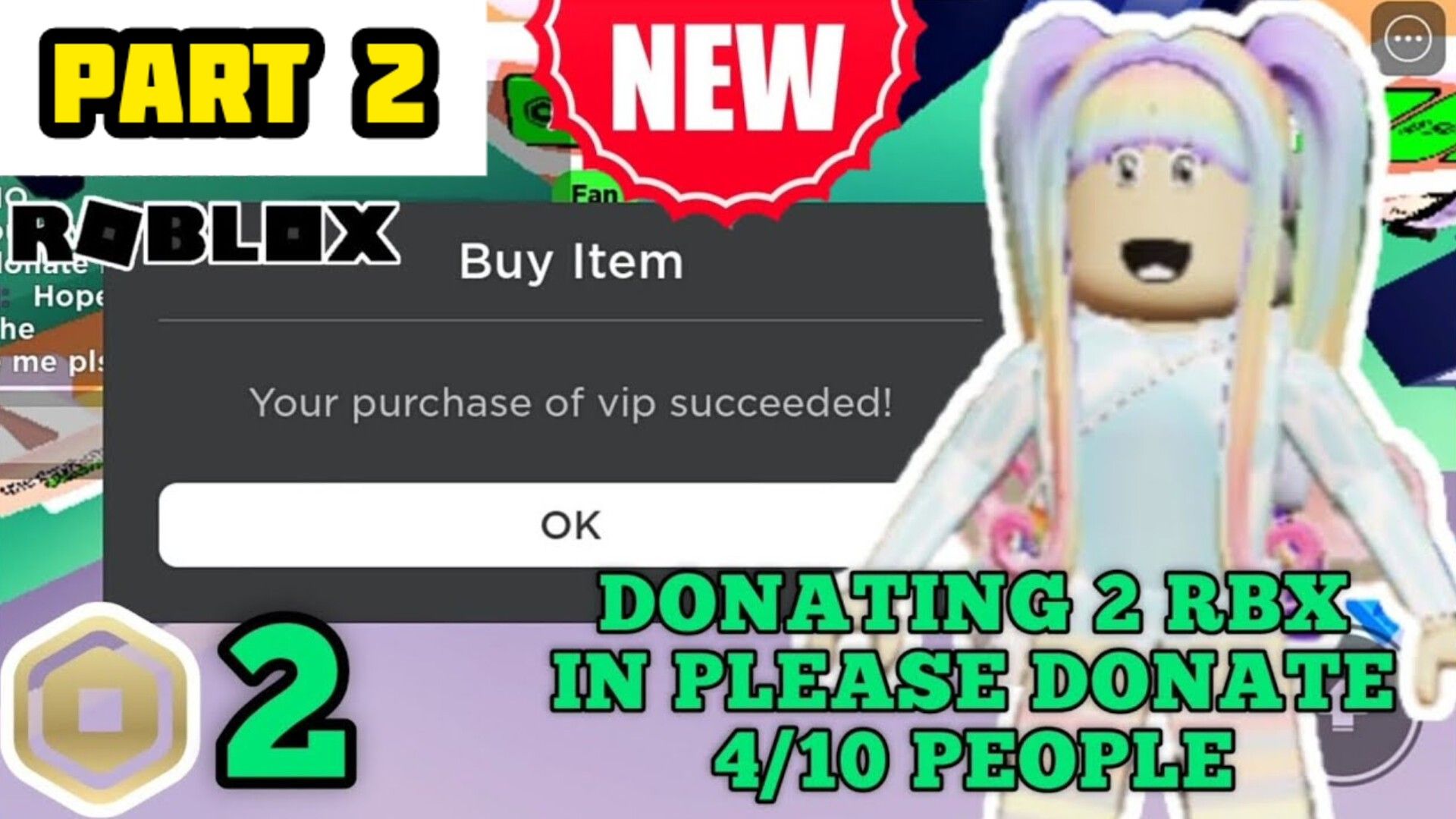 ROBLOX - PART 2 Donating Robux for random people in Please Donate