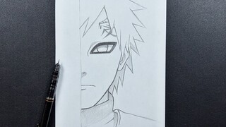 Anime sketch | how to draw gaara  half face step-by-step