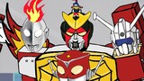 Tetrad ajaib! Kapten Flamehead & Raja Jim & Setan Merah & Empat Ratus Bibi! Robot jahit terkuat dari