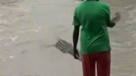 a crocodile is scared of a mother's changkla hahaha
