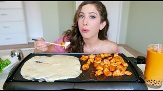 SPICY KOREAN CHICKEN + CHEESY FONDUE MUKBANG! (Eating Show) | MEESH LA