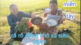 Vợ chồng Tư bắt cá rô non kho sả ớt chấm rau muống đồng