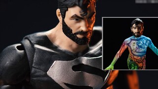 Body painting Superman! McFarlane Black Superman MAFEX Black Superman comparison review unboxing sha