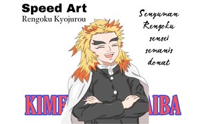 Senyuman Rengoku semanis donat || Speed Art : Rengoku Kyojurou