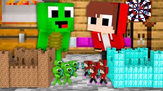 Baby JJ vs Baby Mikey Battle One Block Castle in Minecraft ! Tiny Apocalypse (Maizen Mizen Mazien)