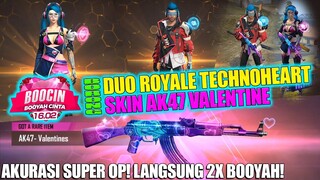 BORONG DUO ROYALE TECHNOHEART & SKIN AK47 VALENTINE! SOLO VS DUO AUTO BOOYAH! AKURASINYA SUPER OP!