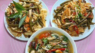 bất ngờ quá đậu đủa muối chua làm ba món ăn siêu ngon.