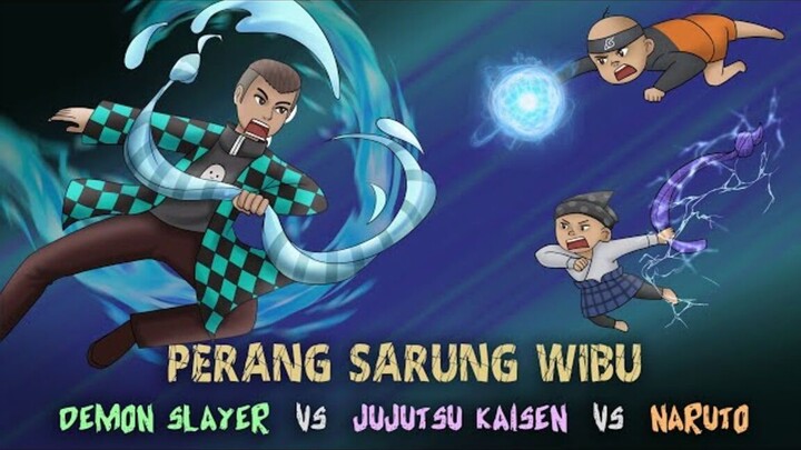 Perang Sarung Wibu ft. Upin Ipin #HORORKOMEDI  Kartun Lucu Naruto vs Demon Slaye
