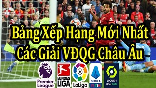 Bảng Xếp Hạng Ngoại Hạng Anh & Các Giải Vô Địch Hàng Đầu Châu Âu Mới Nhất