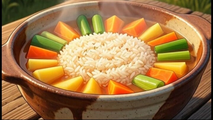 🍚 Cozy Vegetable Rice | Ghibli-Inspired Anime Cooking 🌿✨