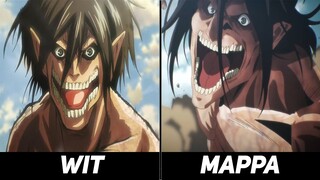 Drawing Comparison Mappa and Wit studio - Attack on Titan 4 Season