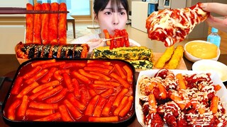 ASMR MUKBANG| 신불 떡볶이 양념치킨 김밥 먹방 & 레시피 FRIED CHICKEN AND Tteokbokki EATING