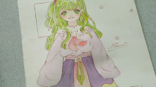 #Speedpaint#Min_Art..._Tranh vẽ anime girl tóc xanh lá bị 'xa lánh'_