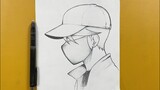 Easy to draw | How to draw a boy wearing a hat n face mask