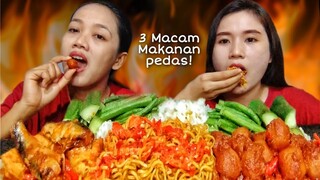 MUKBANG MAKANAN PEDAS - MIE PEDAS, CILOK PEDAS DAN SARDEN PEDAS | MUKBANG INDONESIA