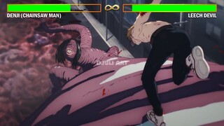 Denji (Chainsaw Man) VS Leech Devil Fight With Healthbars | CHAINSAW MAN