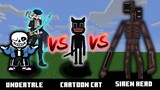 Undertale vs Cartoon Cut vs Siren Head | Minecraft | Battle of the Villains |