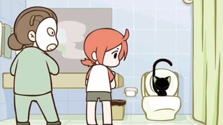 Luo Xiaohei's War: Find me a cat that can only sit on the toilet! Look, isn't it?