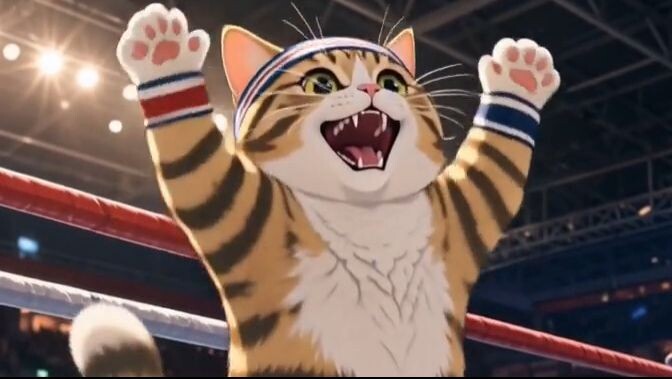 Сгенерированный котик демонстрирует результат тренировок! - ai generated cat won!
