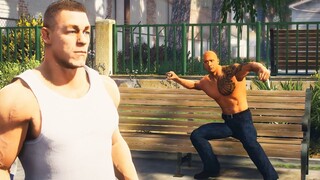 Dwayne ''The Rock'' Johnson Throws Rocks At John Cena in GTA 5