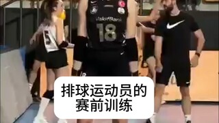 排球运动员的赛前训练