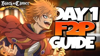 HOW TO PROGRESS YOUR ACCOUNT AS F2P ON GLOBAL LAUNCH! MY DAY 1 F2P GRIND - Black Clover Mobile