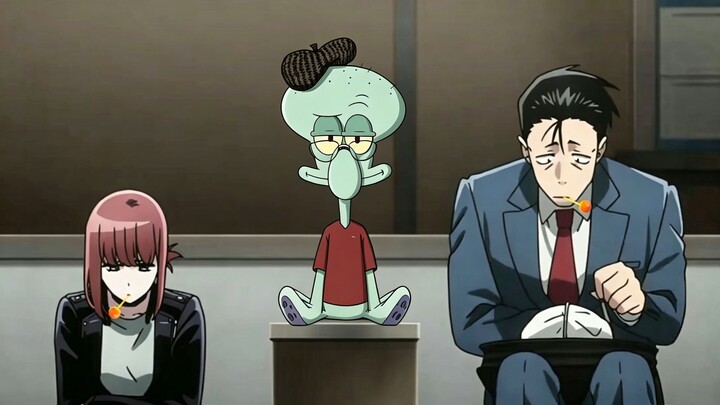 “Squidward, hiding behind the supermarket’s back door and playing the recorder…”