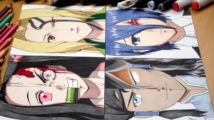 Nezuko, Tsunade, Touka and Korra and their rage mode | Anime Drawing