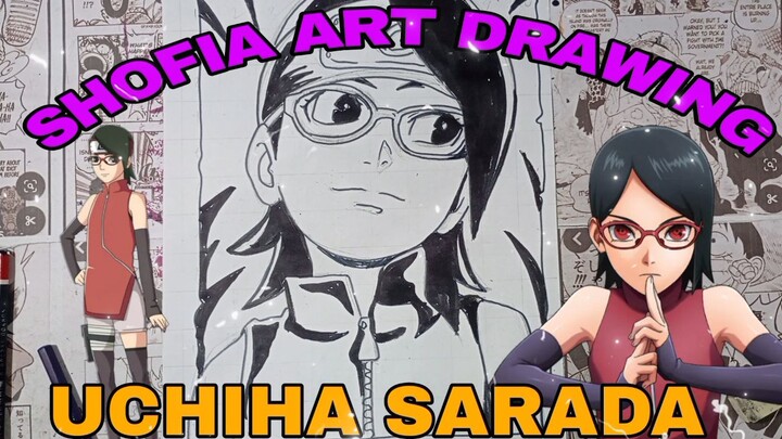 drawing uchiha sarada dari anime boruto