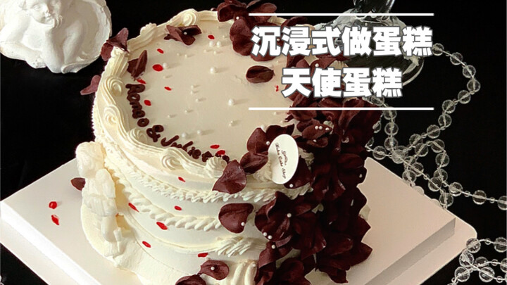 Immersive Cake Making / Romantic Gothic-Style Angel Food Cake 👼🏻🏹