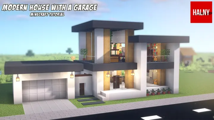 Minecraft Modern House With Pool, How To Build A Open Garage In Minecraft
