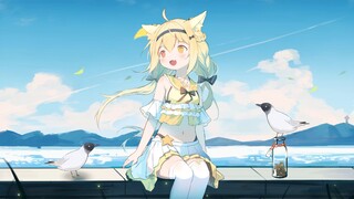 【Wallpaper Dinamis】Pergi ke dermaga untuk bermain dengan kucing oranye