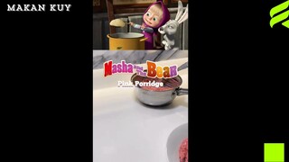 Pink Porridge from Masha & the Bear 🥣 What should I make next? #cartoon #cooking #animation #recrea