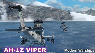 Modern Warships: 4 pairs AH-1Z VIPER equipped in JS IZUMO.  bot match gameplay.