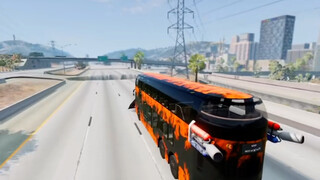 How fast does a jet bus need to go to get through a deep pit?