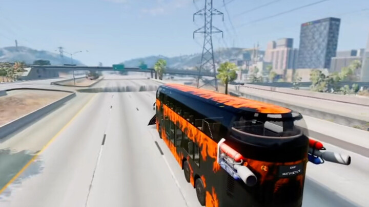 How fast does a jet bus need to go to get through a deep pit?