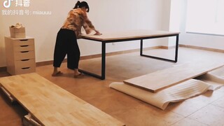 155公分少女，手工自制超大工作台