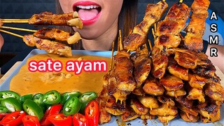 EATING CHICKEN SATAY, PEANUT SAUCE & HOT CHILI *MAKAN SATE AYAM SAUS KACANG CABAI PEDAS ASMR Sounds