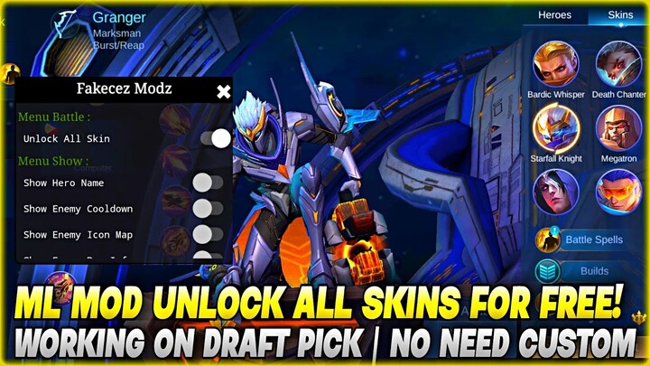 ML MOD UNLOCK ALL SKINS - WORKING ON DRAFT PICK & NO KEY NEEDED | MELISSA PATCH | MLBB