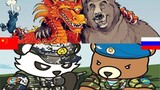 A list of Chinese images in cartoons from various countries: either a dragon or a panda