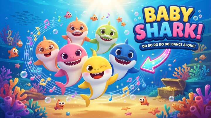 鲨鱼宝宝 Baby Shark 英文儿歌 ｜ 超级洗脑，全球最火儿童律动舞蹈，宝宝学英语