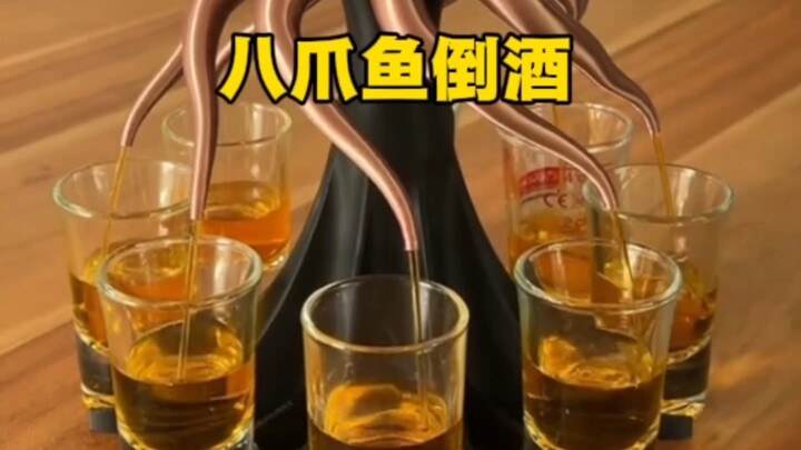 Octopus pouring wine