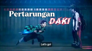 Pertarungan menegangkan tanjiro dengan daki