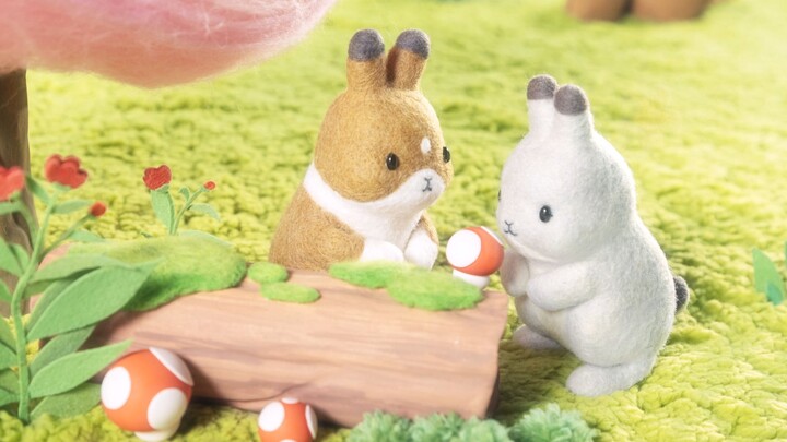 Winona x Timothy Team wool felt stop-motion animation: Super cute ahead! The bunnies' super cute spr